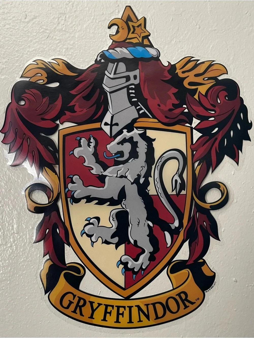 10.25”-tall, 8.25”-wide Used Vinyl Stick-&-Peel Gryffindor House Crest Wall
